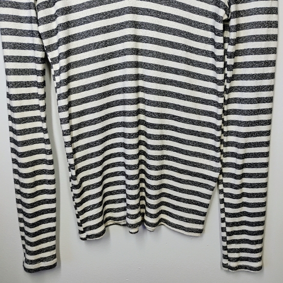 Michael Stars for Anthropologie Long Sleeve Shine Stripe Top V Neck Size M/L - Picture 3 of 10